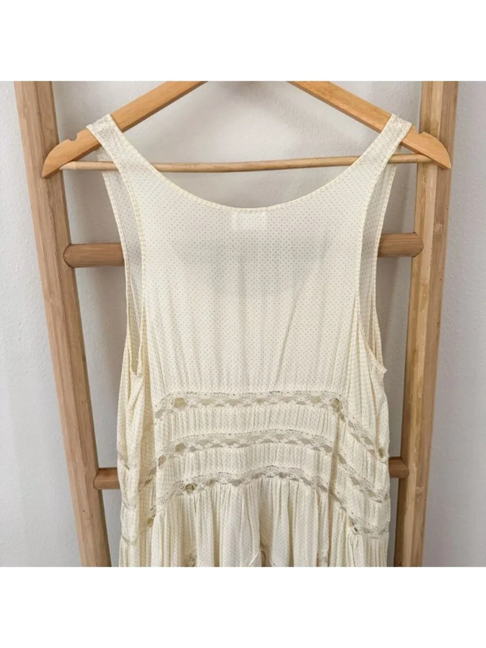 Free People Intimately Lace Trim Boho Swing Dress Cream Ombre Small